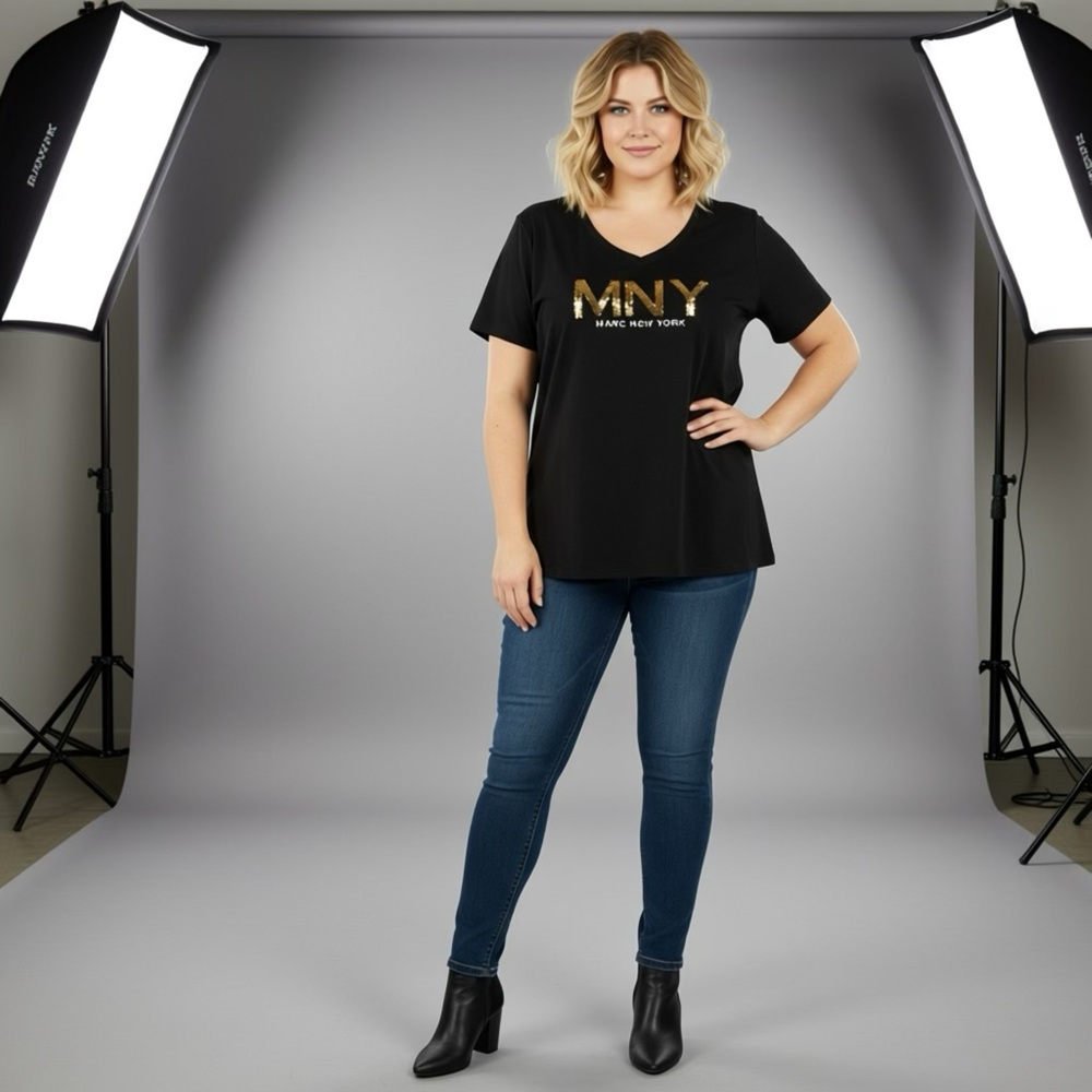 Marc New York Black V-Neck Tee